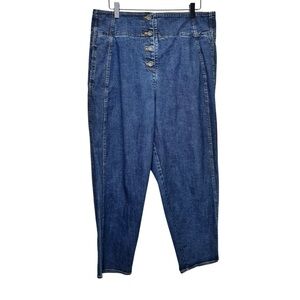 Ischiko Button Fly High Rise Blue Jeans Tapered Leg Size 3= Size 10/12 US
